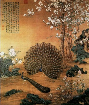 Chino Painting - Lang brillando Proudasa Pavo real chino antiguo